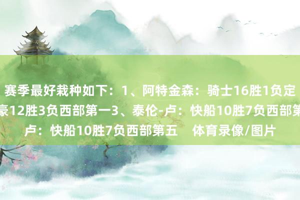 赛季最好栽种如下：1、阿特金森：骑士16胜1负定约第一2、科尔：英豪12胜3负西部第一3、泰伦-卢：快船10胜7负西部第五    体育录像/图片