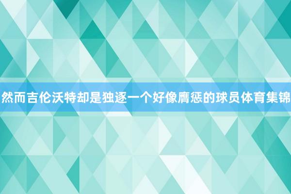 然而吉伦沃特却是独逐一个好像膺惩的球员体育集锦