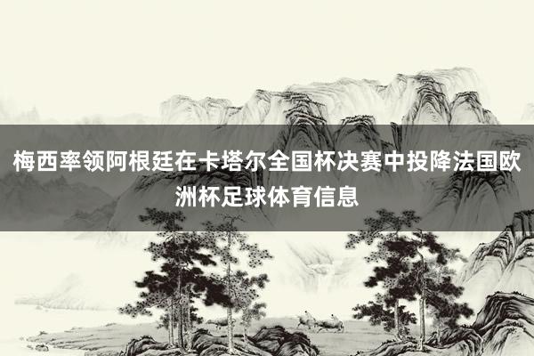 梅西率领阿根廷在卡塔尔全国杯决赛中投降法国欧洲杯足球体育信息