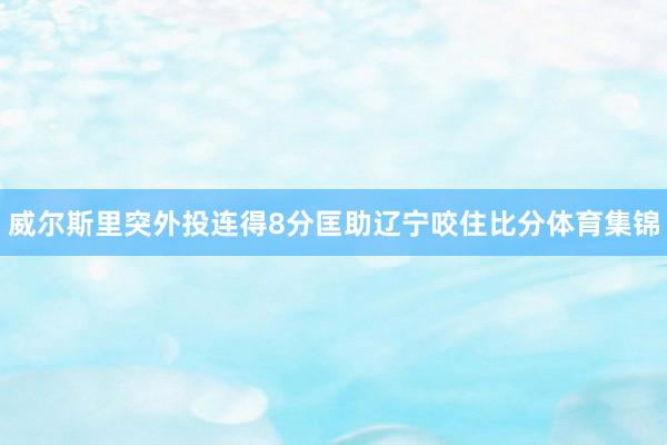 威尔斯里突外投连得8分匡助辽宁咬住比分体育集锦