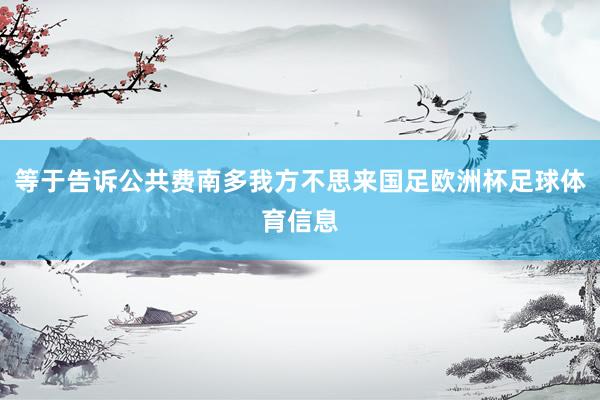 等于告诉公共费南多我方不思来国足欧洲杯足球体育信息