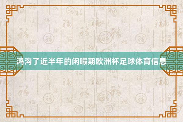 鸿沟了近半年的闲暇期欧洲杯足球体育信息