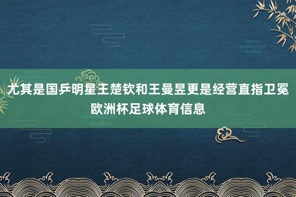 尤其是国乒明星王楚钦和王曼昱更是经营直指卫冕欧洲杯足球体育信息