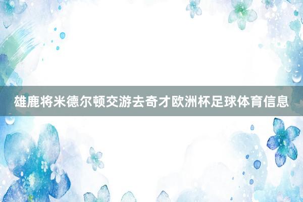 雄鹿将米德尔顿交游去奇才欧洲杯足球体育信息