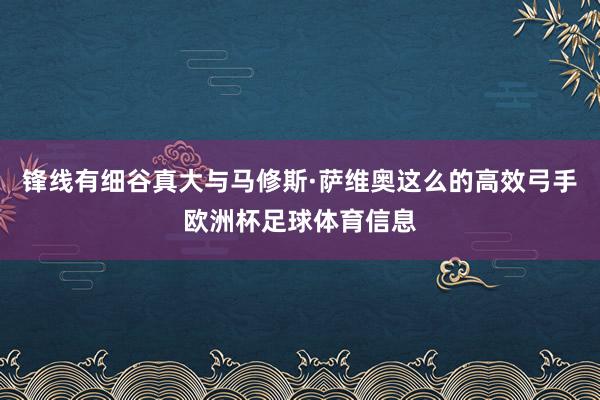 锋线有细谷真大与马修斯·萨维奥这么的高效弓手欧洲杯足球体育信息