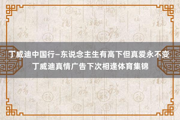 丁威迪中国行—东说念主生有高下但真爱永不变 丁威迪真情广告下次相逢体育集锦